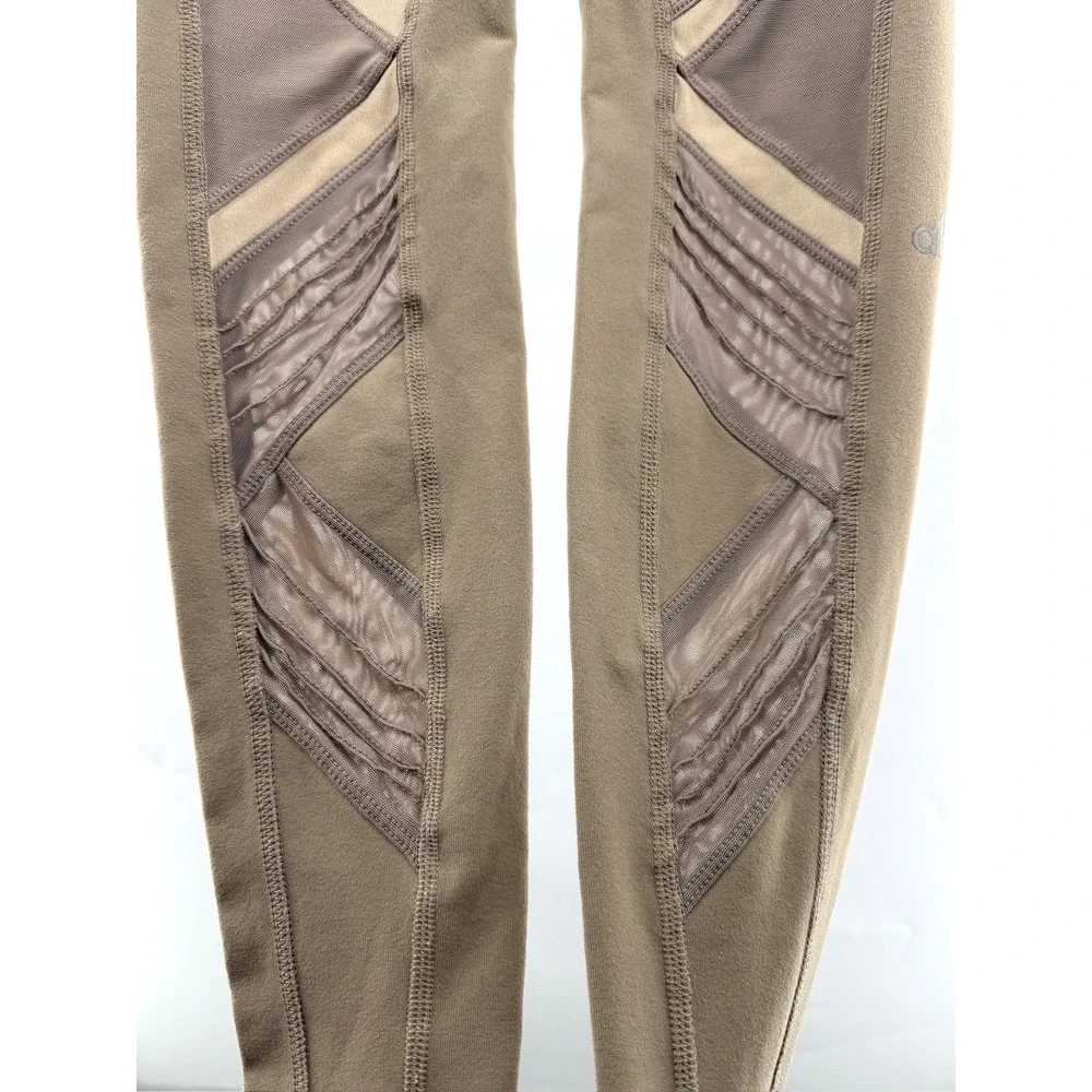 ALO Yoga High Waist Ultimate‎ Legging Gravel Sheer Mesh Inset Ruched Detail XXS
